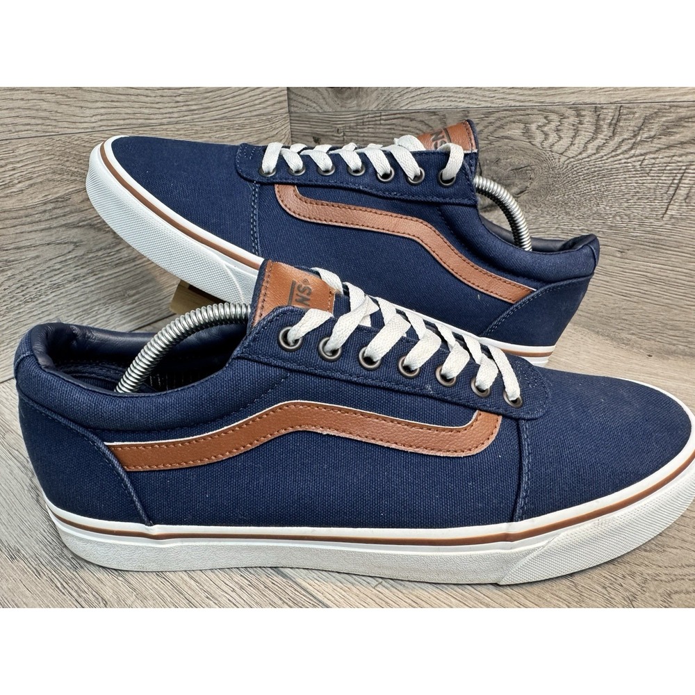 Vans Ward Old Skool Skate Sneakers Blue Brown Canvas Low Top Mens Size 11.5